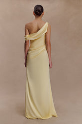 Dalia Off Shoulder Satin Maxi Dress - Lemon